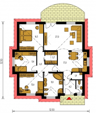 Image miroir | Plan de sol du rez-de-chaussée - BUNGALOW 51